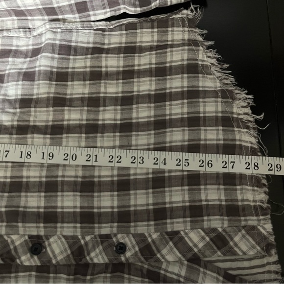 Miss Me | Women’s Medium Gray Plaid Embroidered Button Down Shirt - Picture 6 of 7